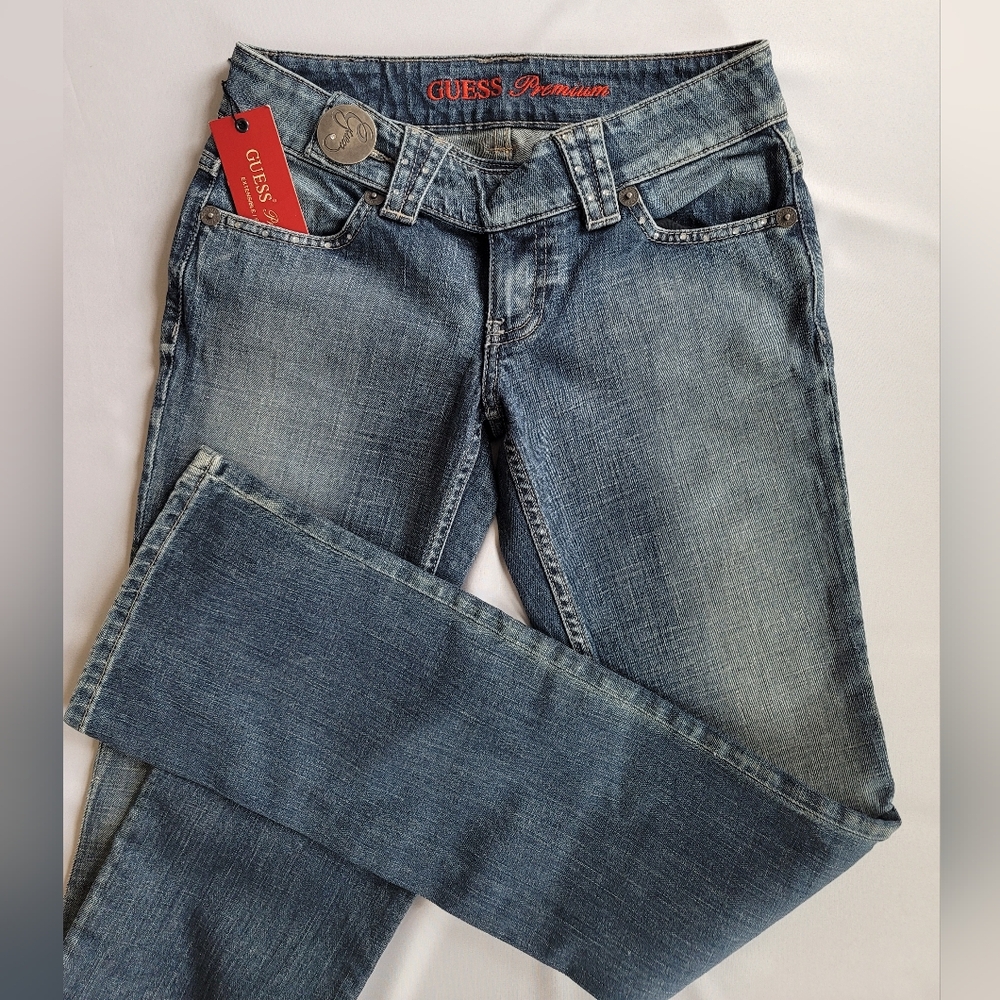 NWT Vintage Guess Premium Rhinestone Embellished Stretch Low Rise Jeans, Sz. 24 - Picture 12 of 16